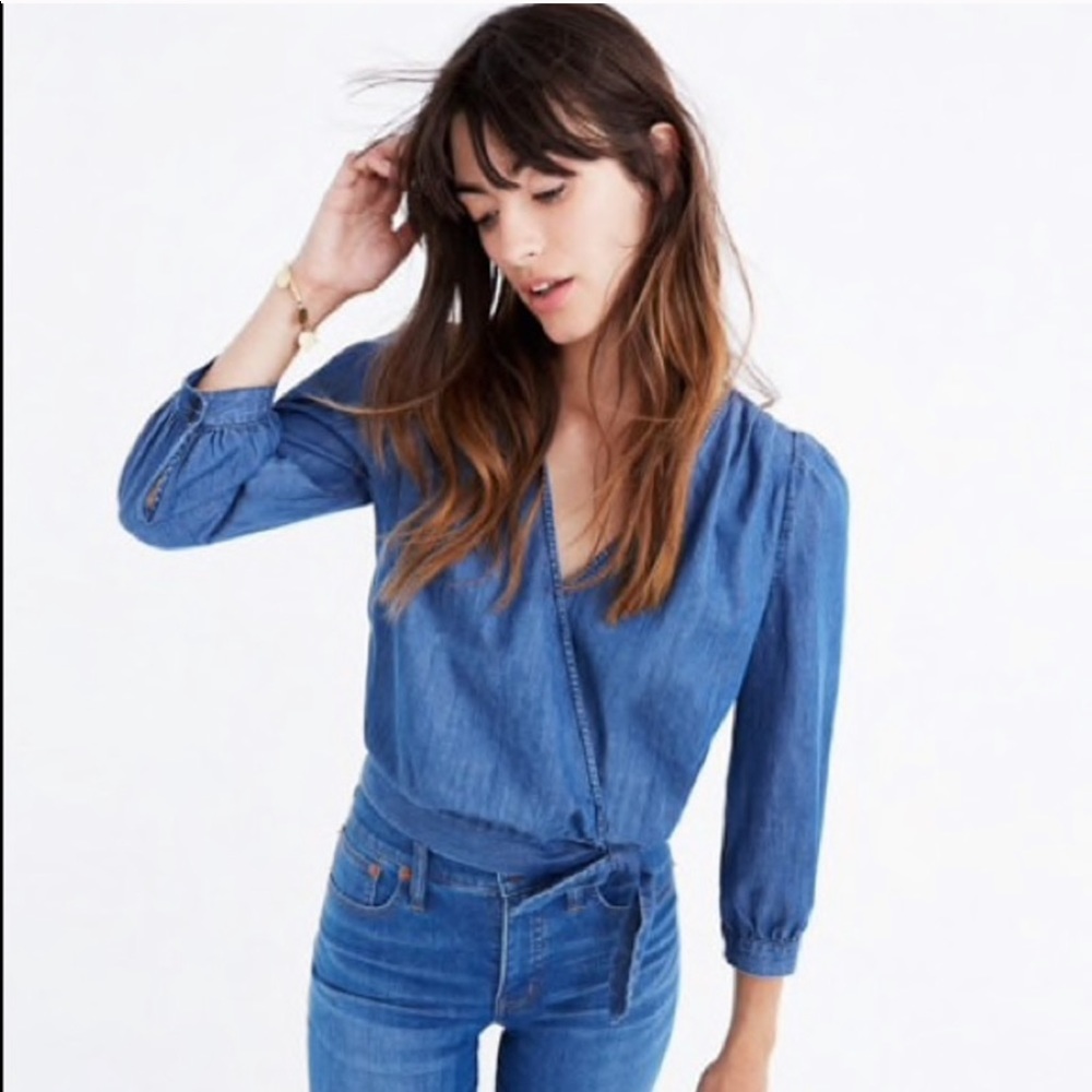 Madewell chambray wrap top